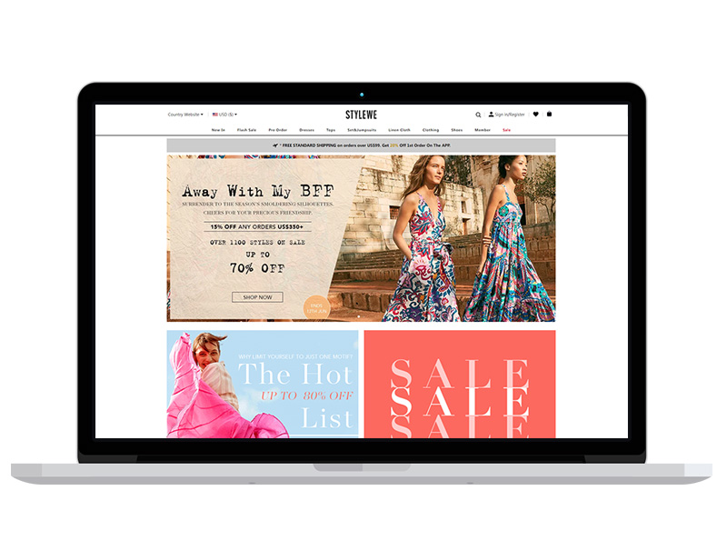 STYLEWE女裝外貿(mào)獨立站，跨境電商多語言商城網(wǎng)站建設開發(fā)