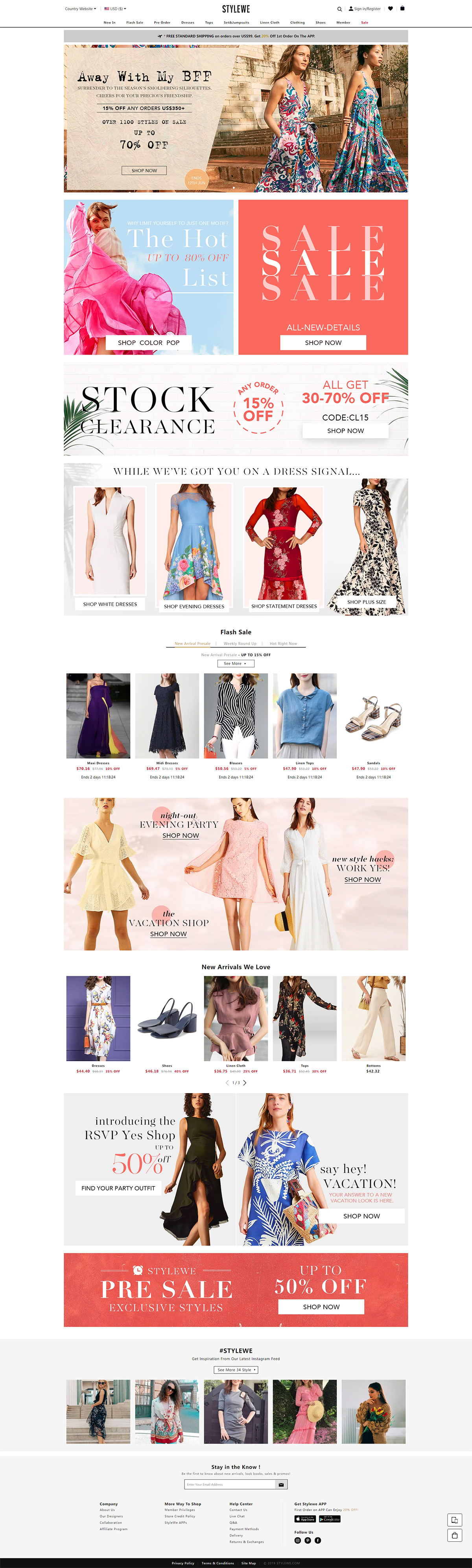 STYLEWE女裝外貿(mào)獨(dú)立站，跨境電商多語言商城網(wǎng)站建設(shè)開發(fā)